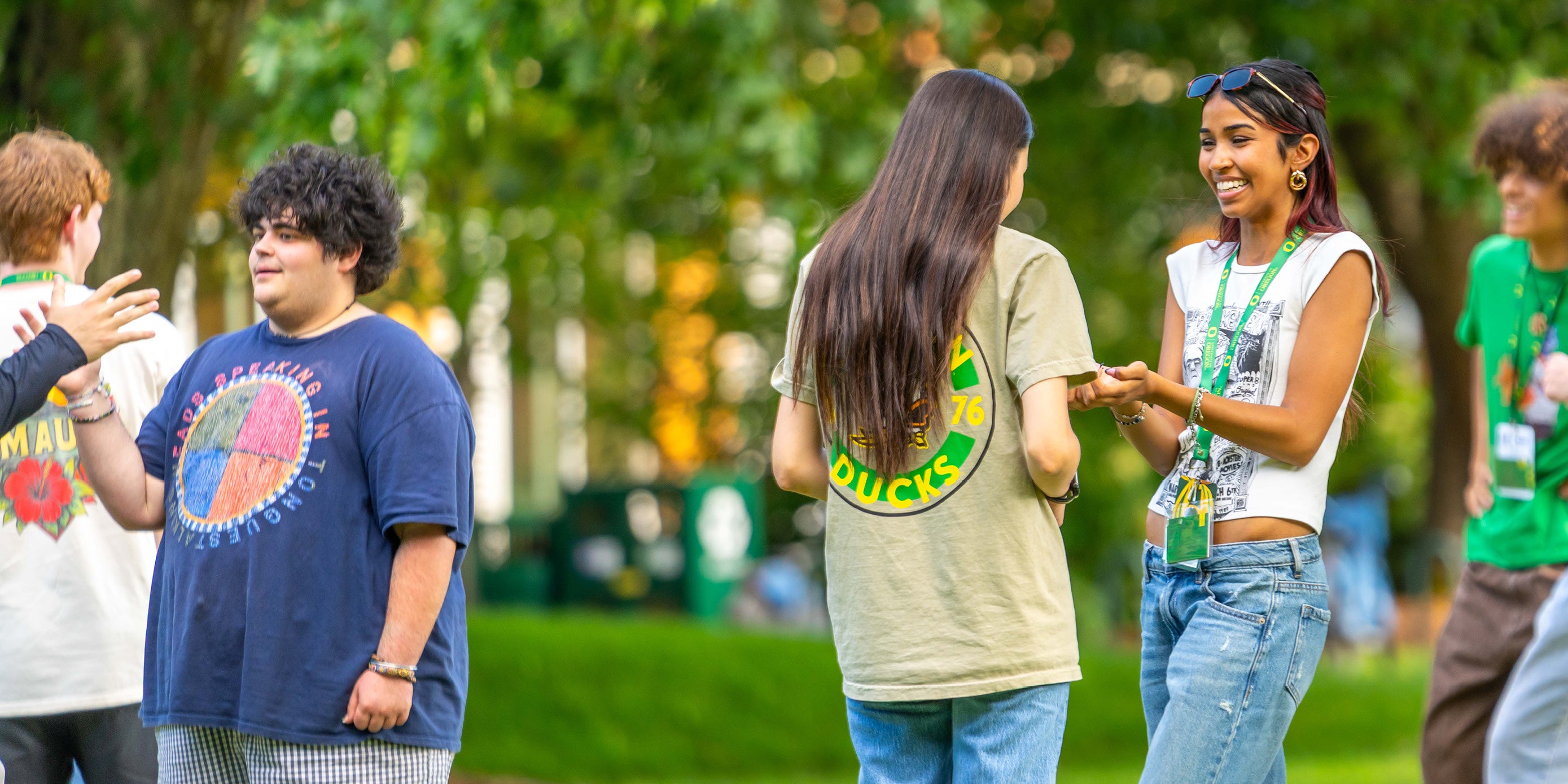 Students meeting other students at a campus event